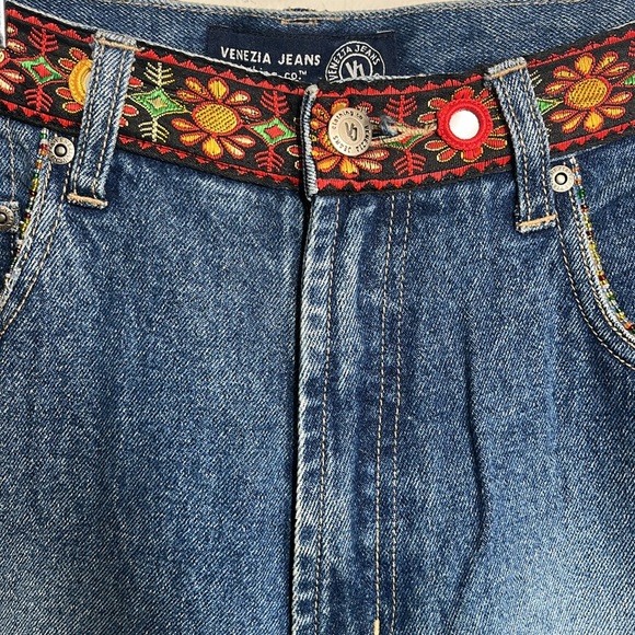 Venezia Cropped Vtg.Jeans Blue Denim 80s Pedal Pushers Capri Length Sz 16 Petite - Picture 4 of 8